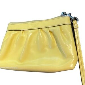 Coach Yellow Wristlet! Patent leather and shiny.